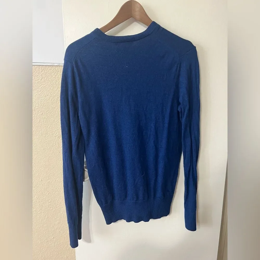 Banana Republic Navy Merino Wool Pullover Sz M Winter Minimalist Dark Academia